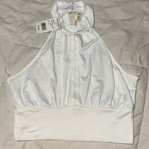 Heart Hips White Sleeveless Crop Top